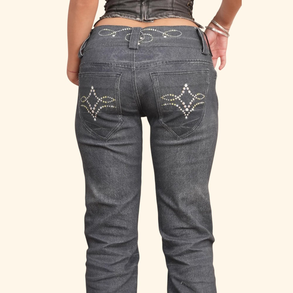 Rhinestone Flared Jeans